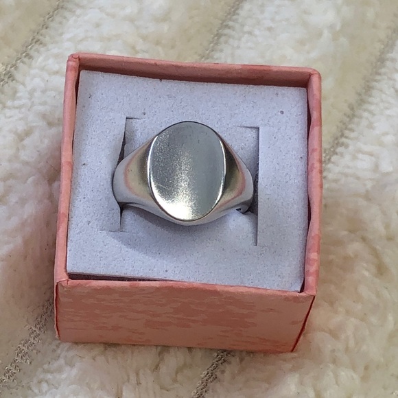 925 Sterling Silver Jewelry - Vintage Solid Sterling Silver Concave Signet Ring size 6